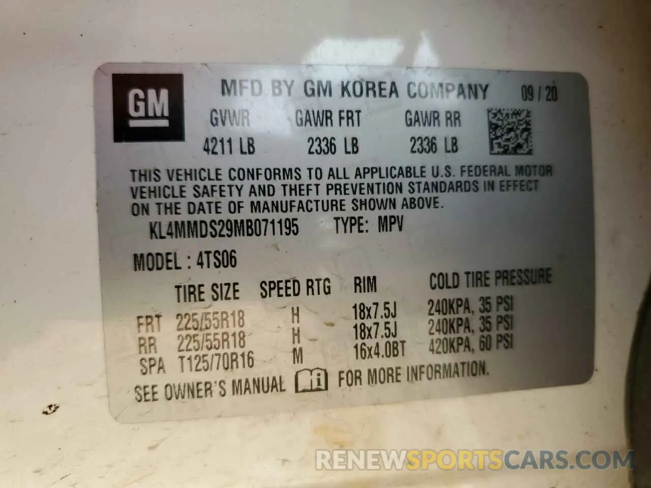 14 Photograph of a damaged car KL4MMDS29MB071195 BUICK ENCORE 2021