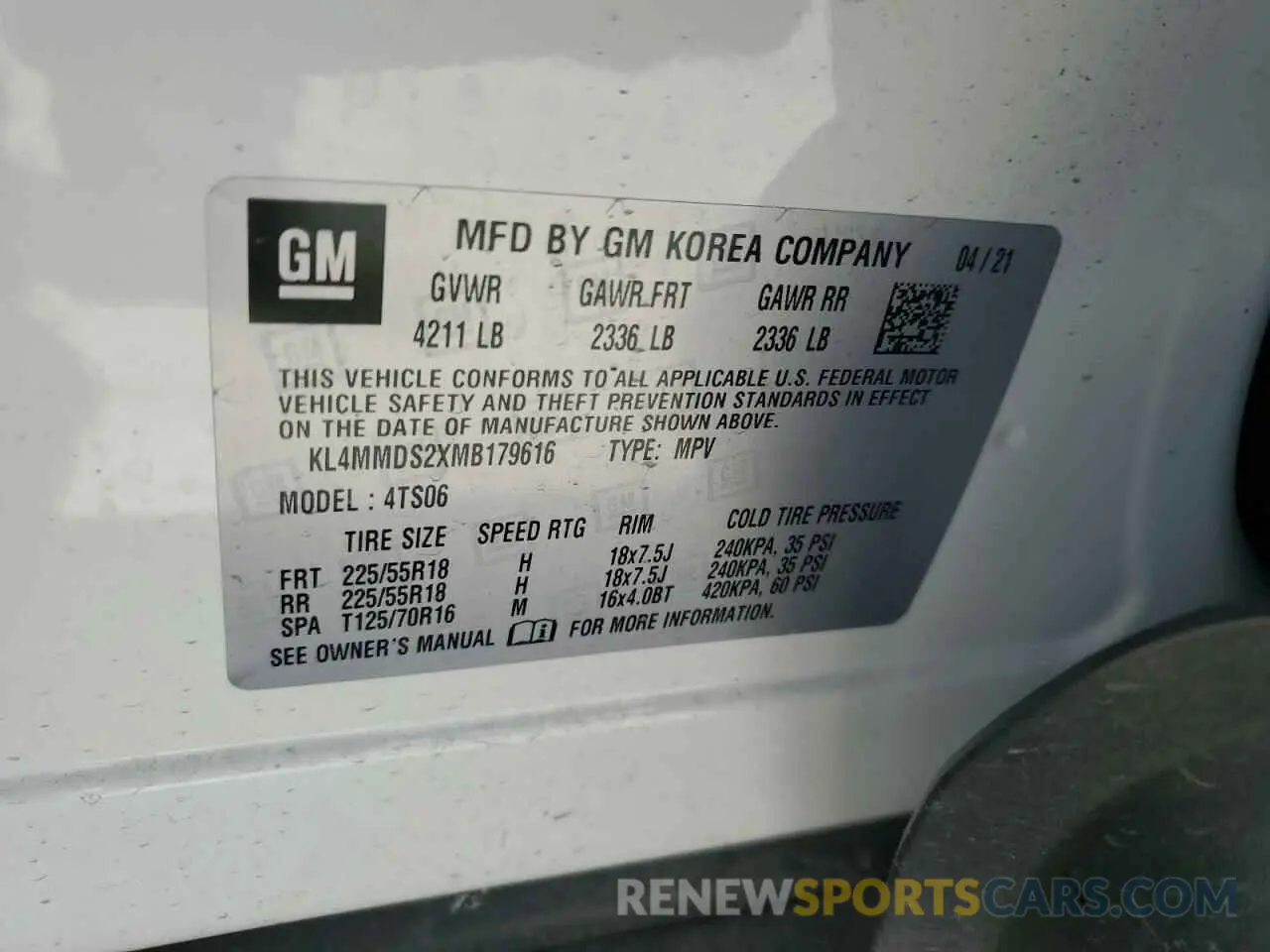 13 Photograph of a damaged car KL4MMDS2XMB179616 BUICK ENCORE 2021