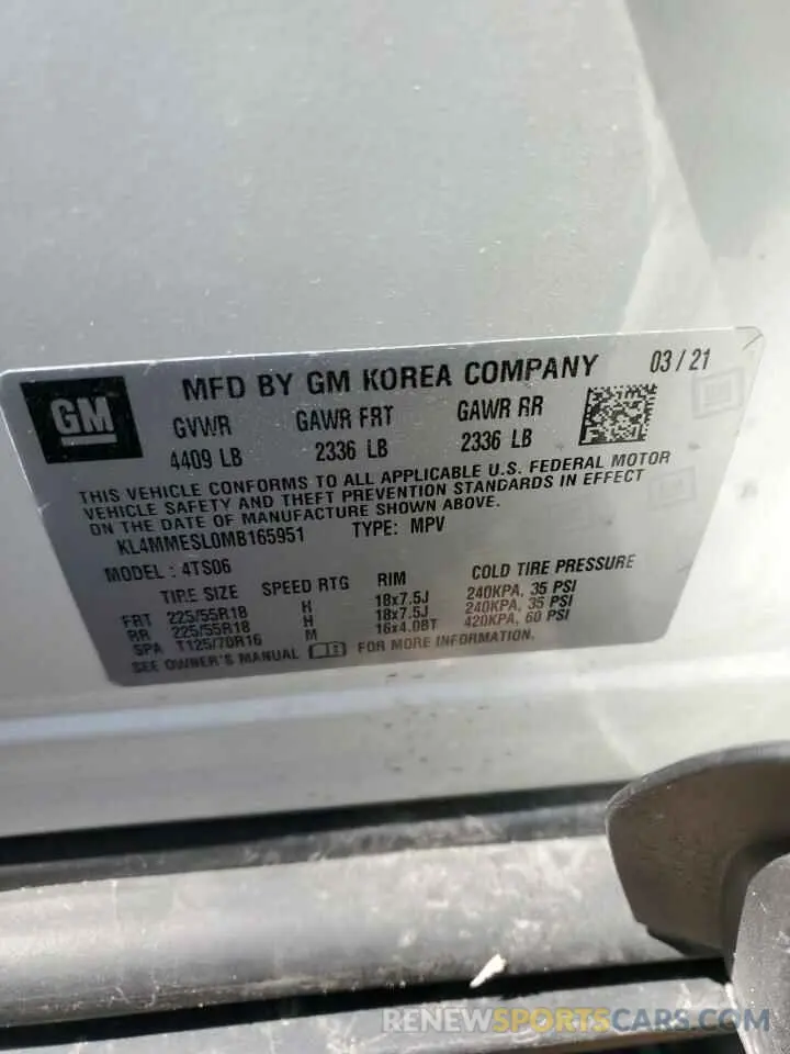 12 Photograph of a damaged car KL4MMESL0MB165951 BUICK ENCORE 2021