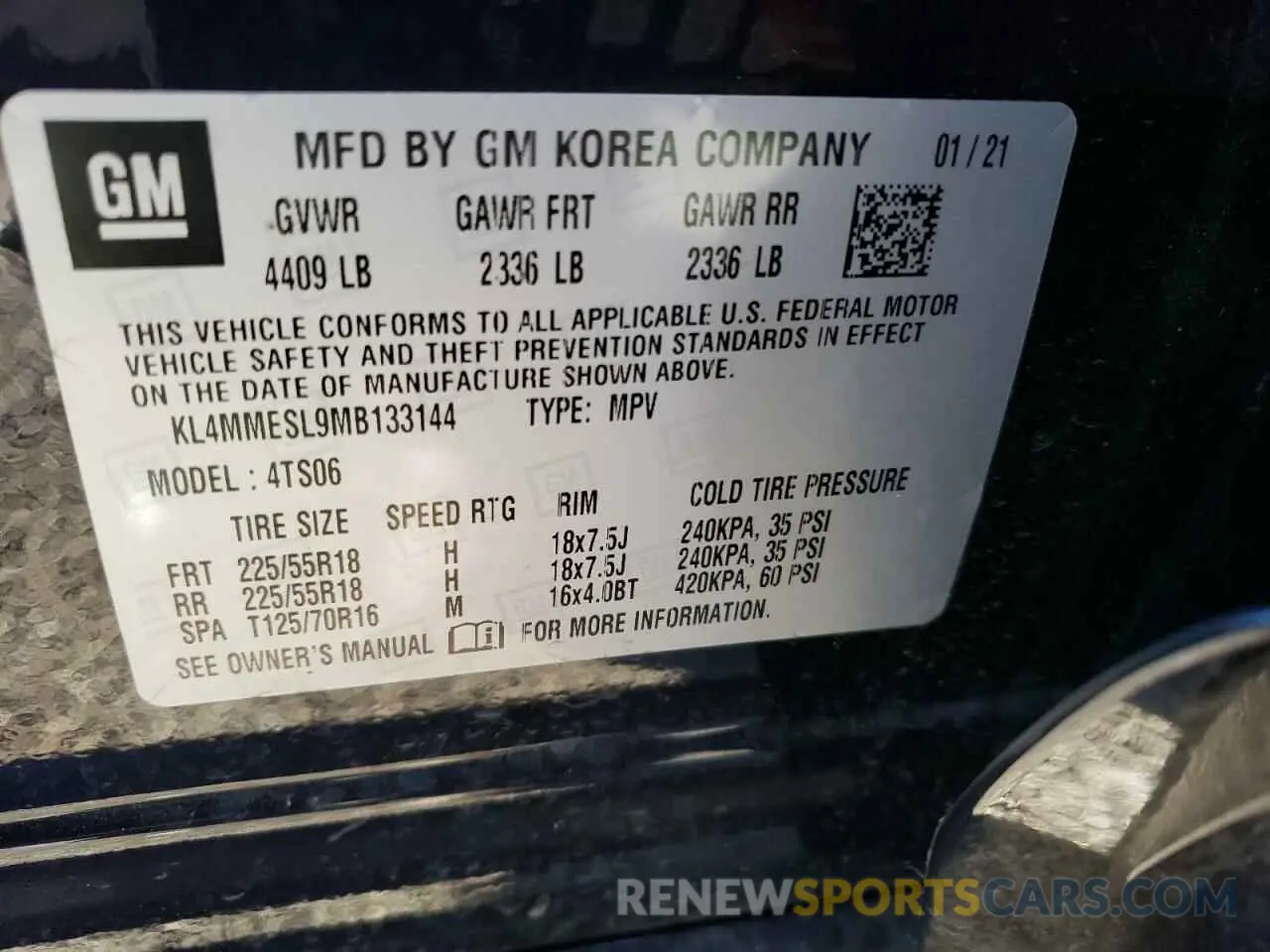 13 Photograph of a damaged car KL4MMESL9MB133144 BUICK ENCORE 2021
