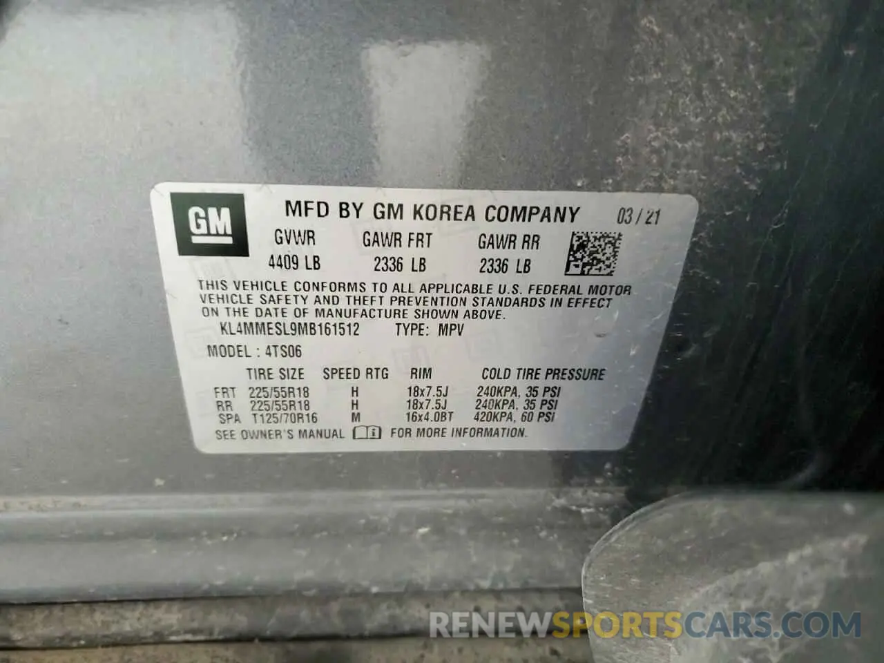 15 Photograph of a damaged car KL4MMESL9MB161512 BUICK ENCORE 2021