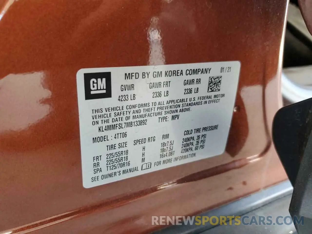 13 Photograph of a damaged car KL4MMFSL7MB133892 BUICK ENCORE 2021