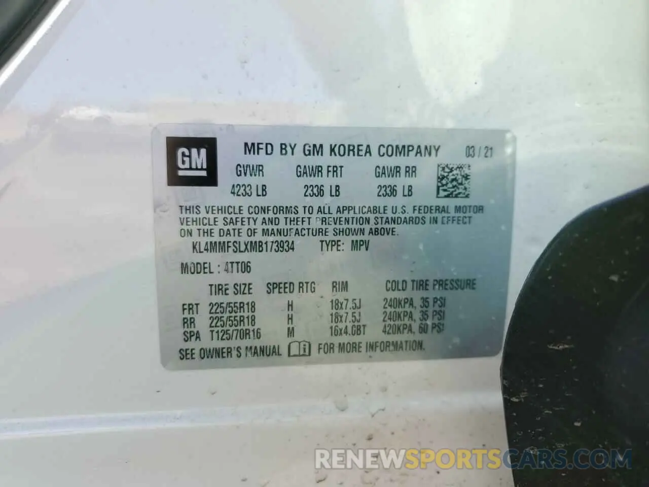 13 Photograph of a damaged car KL4MMFSLXMB173934 BUICK ENCORE 2021
