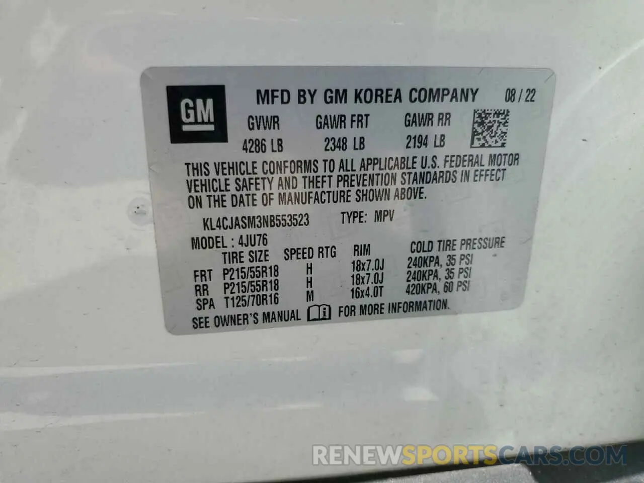 14 Photograph of a damaged car KL4CJASM3NB553523 BUICK ENCORE 2022