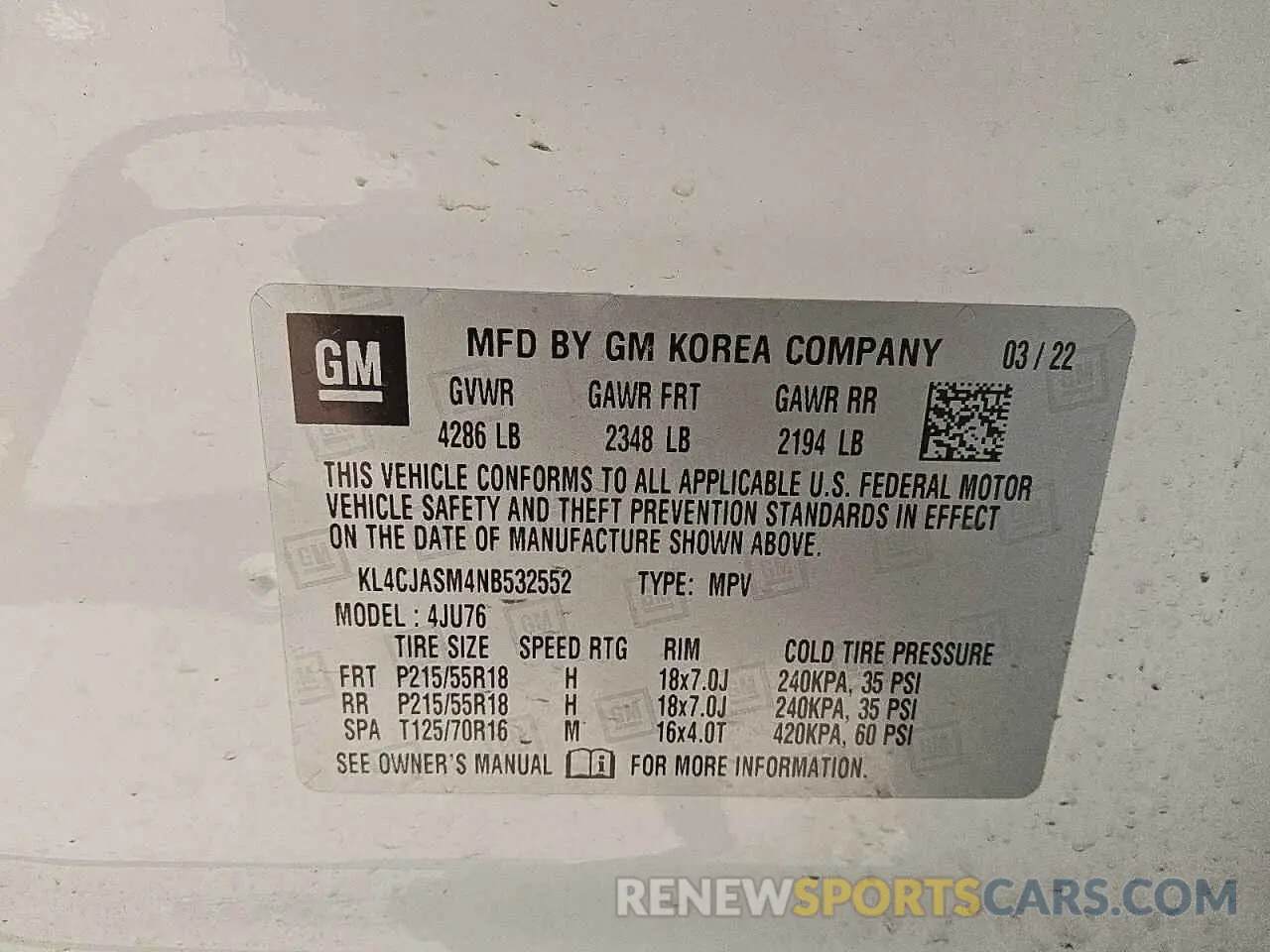 13 Photograph of a damaged car KL4CJASM4NB532552 BUICK ENCORE 2022