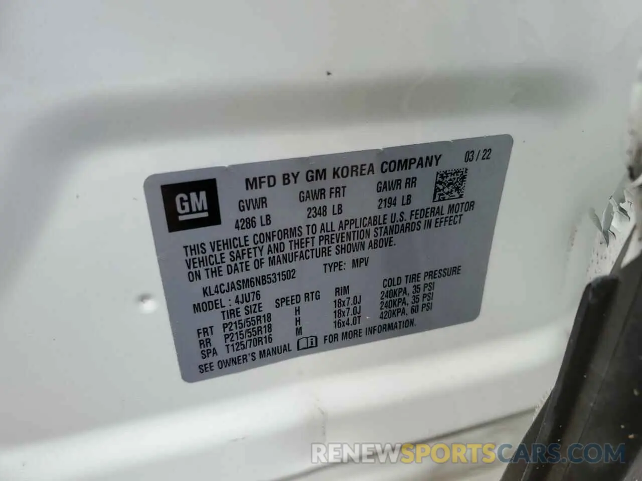 13 Photograph of a damaged car KL4CJASM6NB531502 BUICK ENCORE 2022
