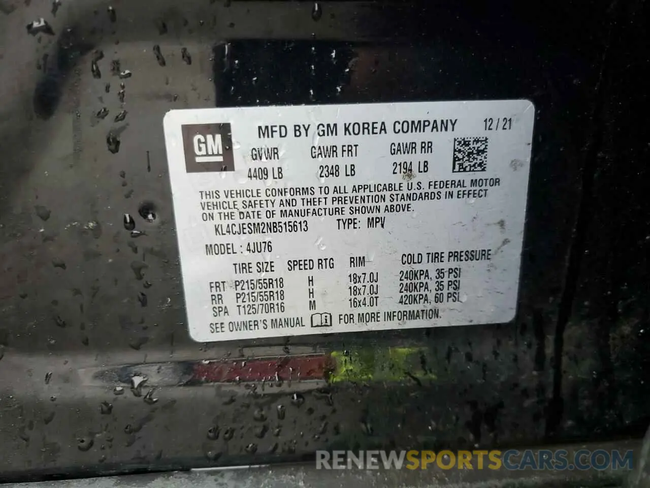 13 Photograph of a damaged car KL4CJESM2NB515613 BUICK ENCORE 2022