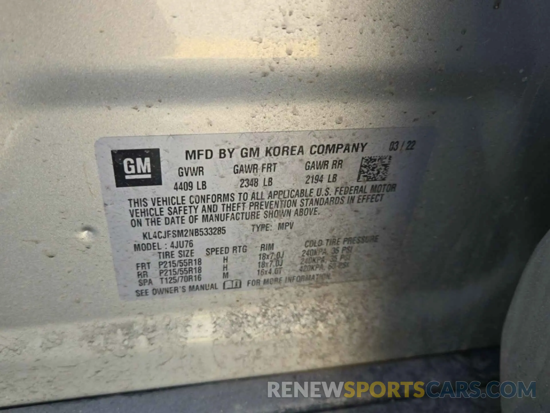 12 Photograph of a damaged car KL4CJESM2NB533285 BUICK ENCORE 2022