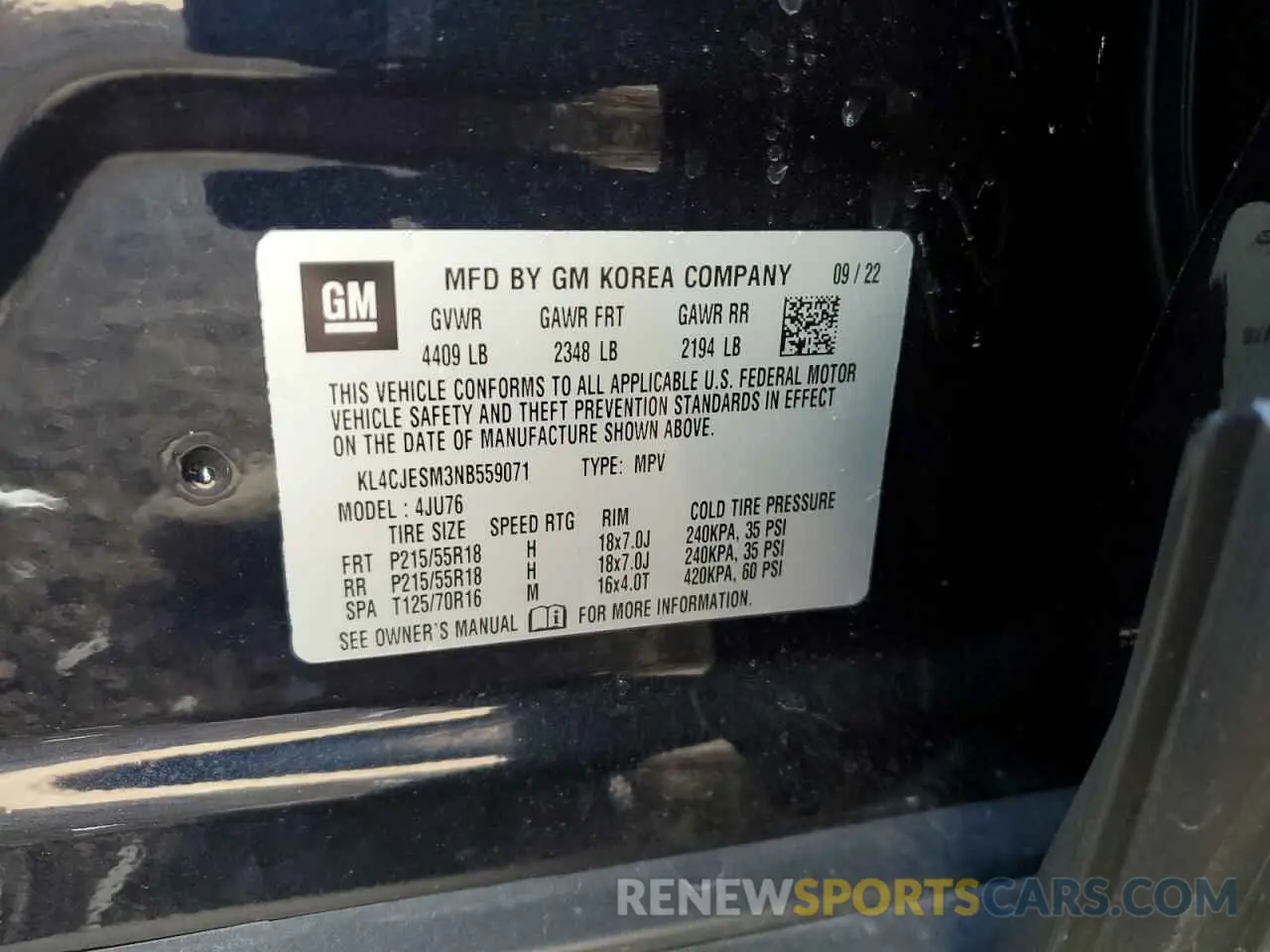 13 Photograph of a damaged car KL4CJESM3NB559071 BUICK ENCORE 2022