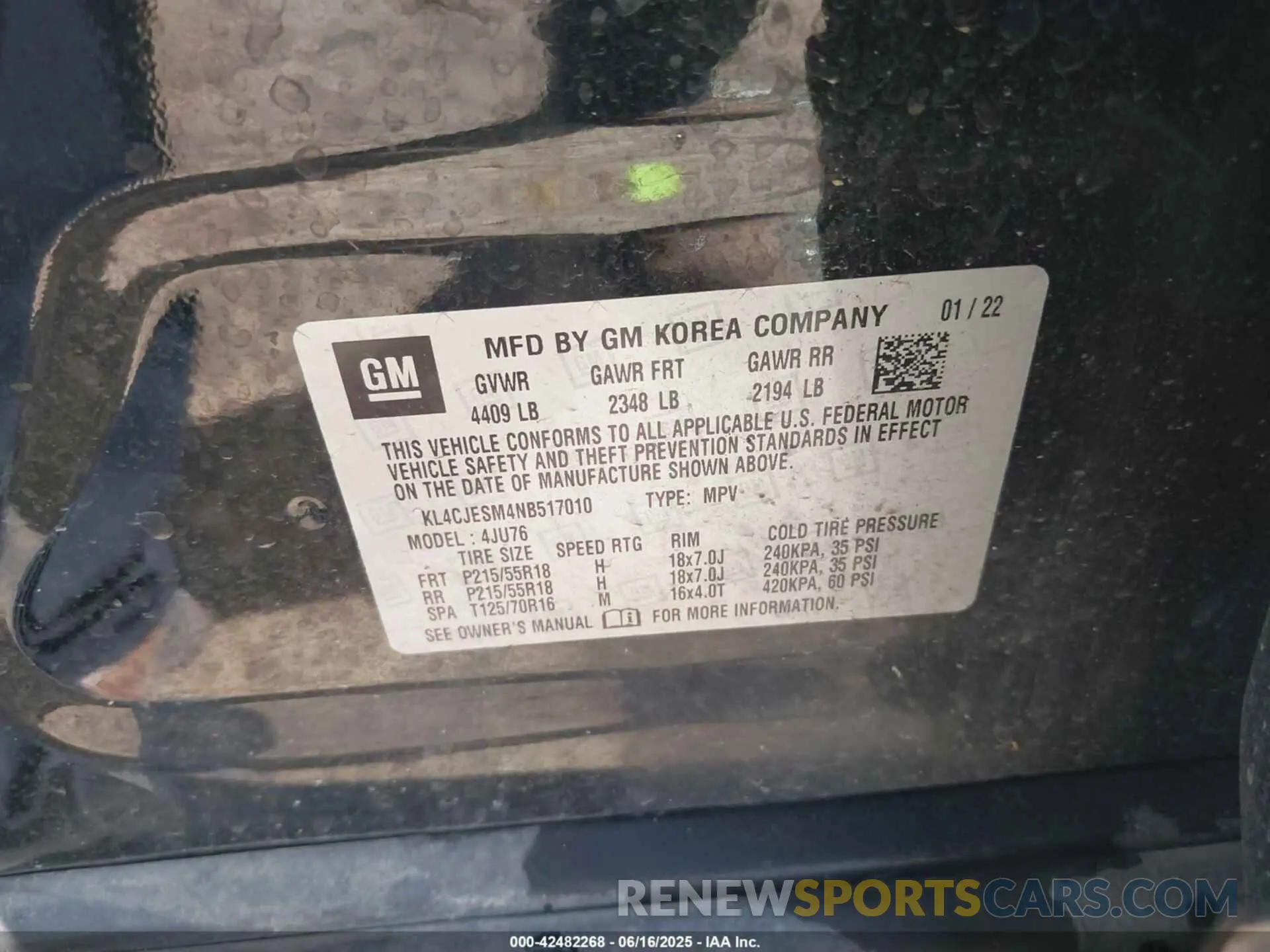 9 Photograph of a damaged car KL4CJESM4NB517010 BUICK ENCORE 2022