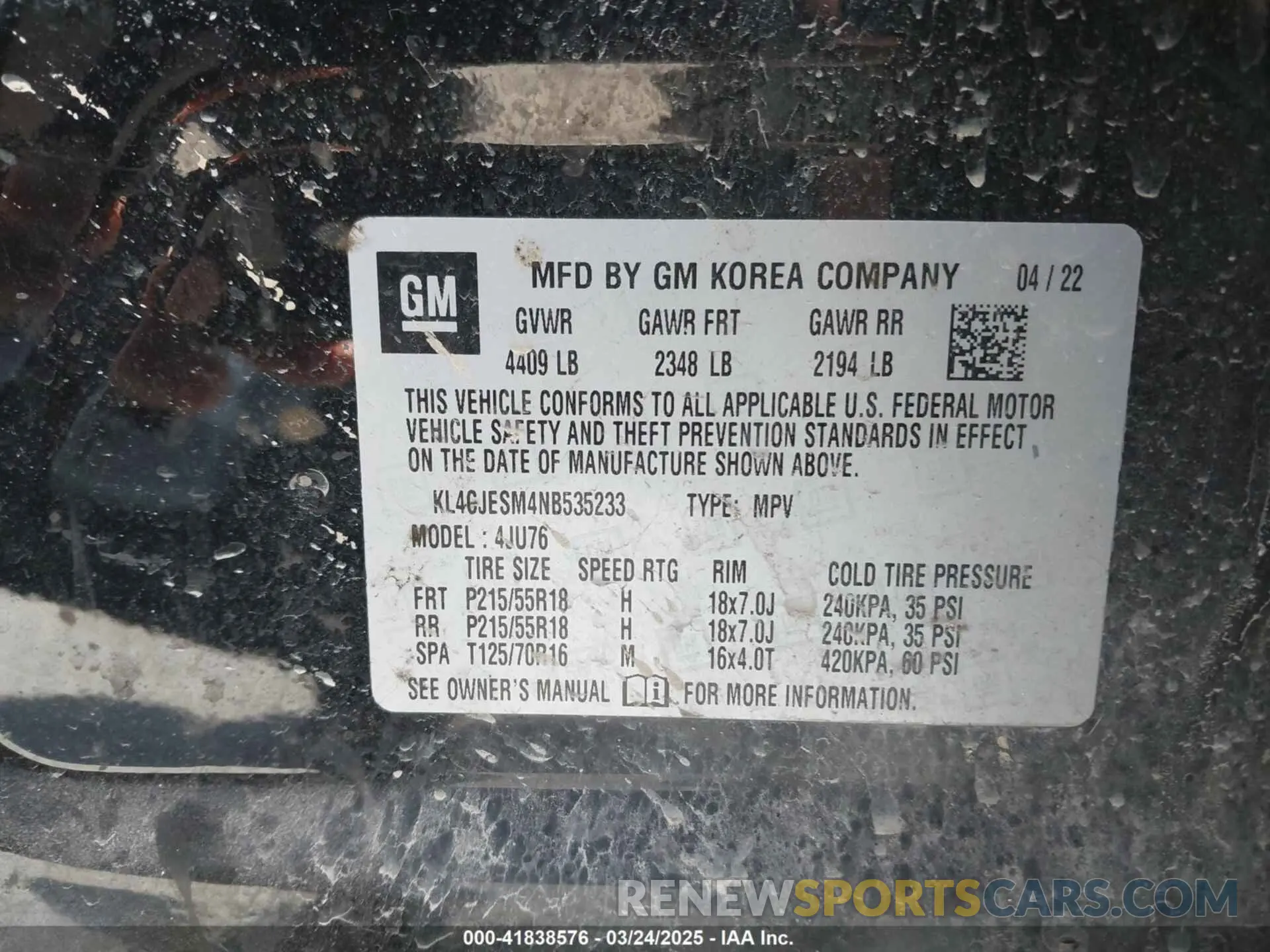 9 Photograph of a damaged car KL4CJESM4NB535233 BUICK ENCORE 2022