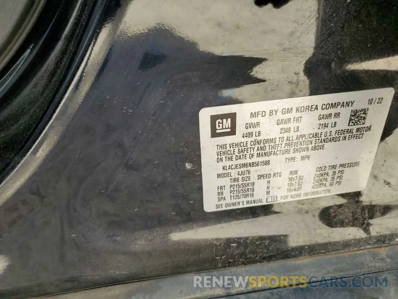 14 Photograph of a damaged car KL4CJESM6NB561588 BUICK ENCORE 2022