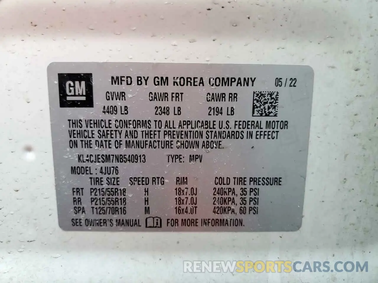 12 Photograph of a damaged car KL4CJESM7NB540913 BUICK ENCORE 2022