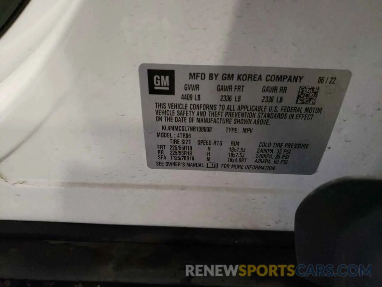 13 Photograph of a damaged car KL4MMCSL7NB138008 BUICK ENCORE 2022