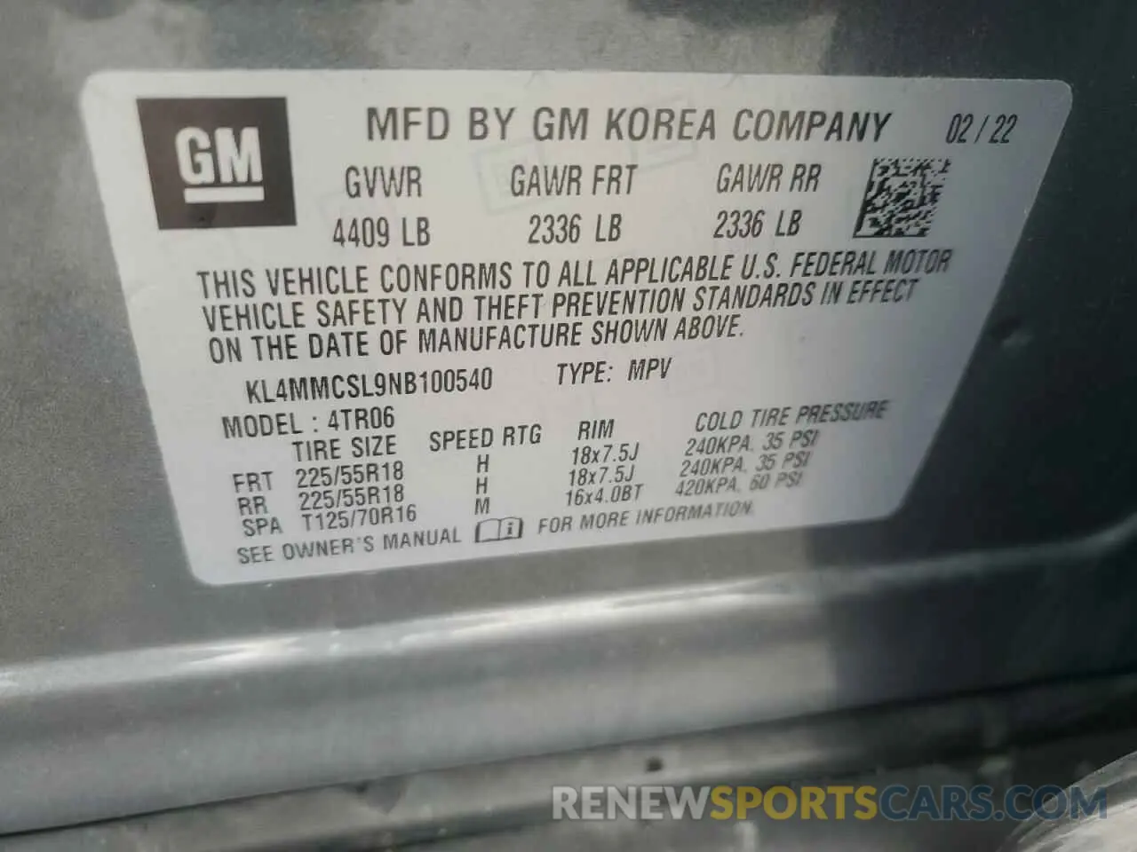 15 Photograph of a damaged car KL4MMCSL9NB100540 BUICK ENCORE 2022