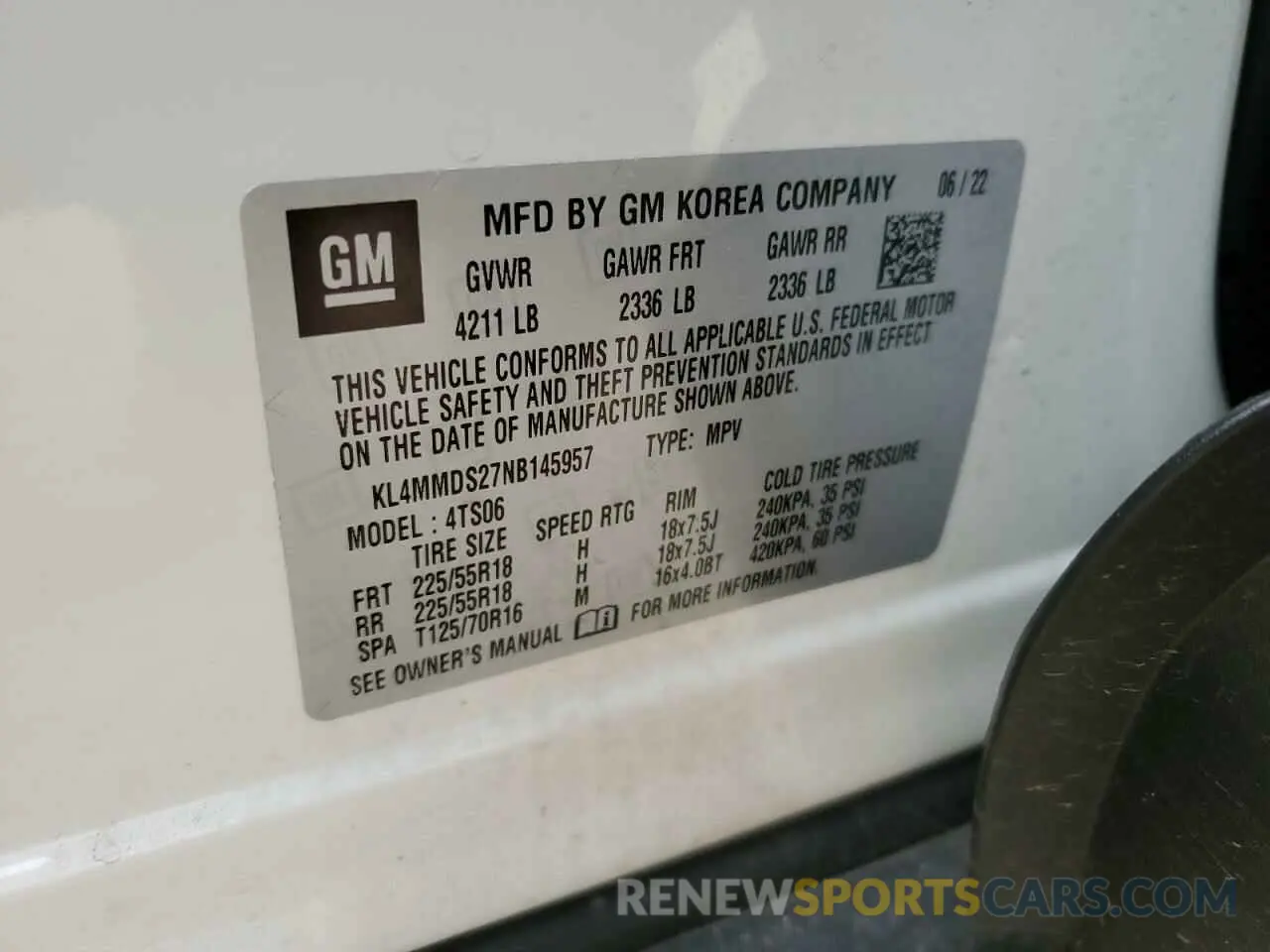 12 Photograph of a damaged car KL4MMDS27NB145957 BUICK ENCORE 2022