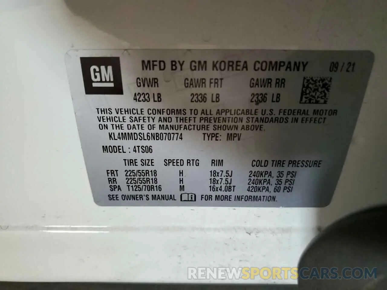 12 Photograph of a damaged car KL4MMDSL6NB070774 BUICK ENCORE 2022