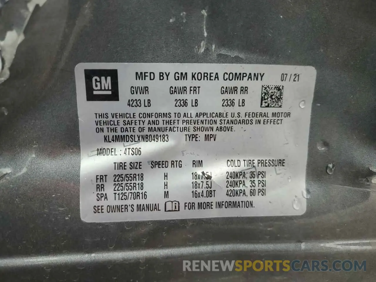 16 Photograph of a damaged car KL4MMDSLXNB049183 BUICK ENCORE 2022