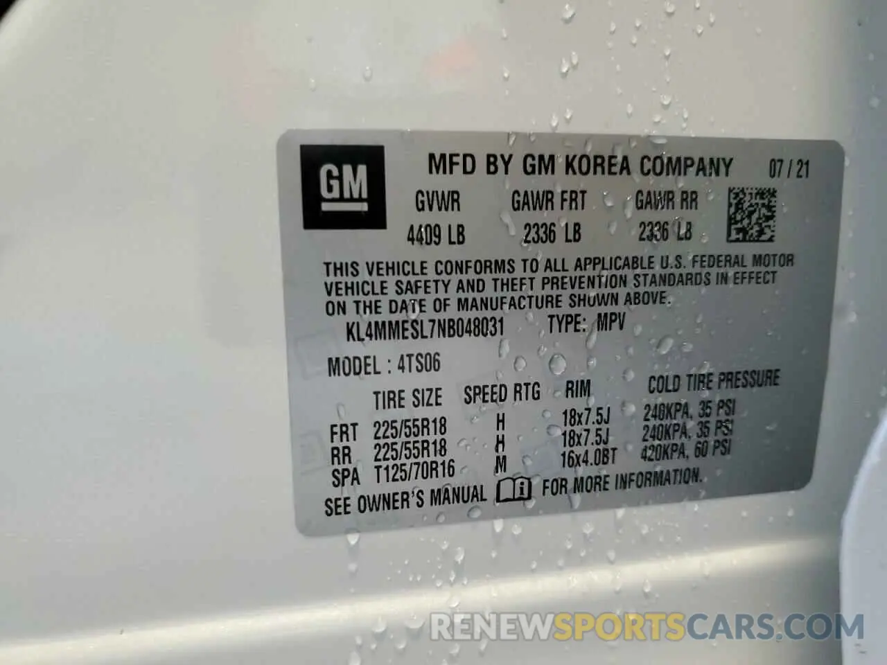 13 Photograph of a damaged car KL4MMESL7NB048031 BUICK ENCORE 2022