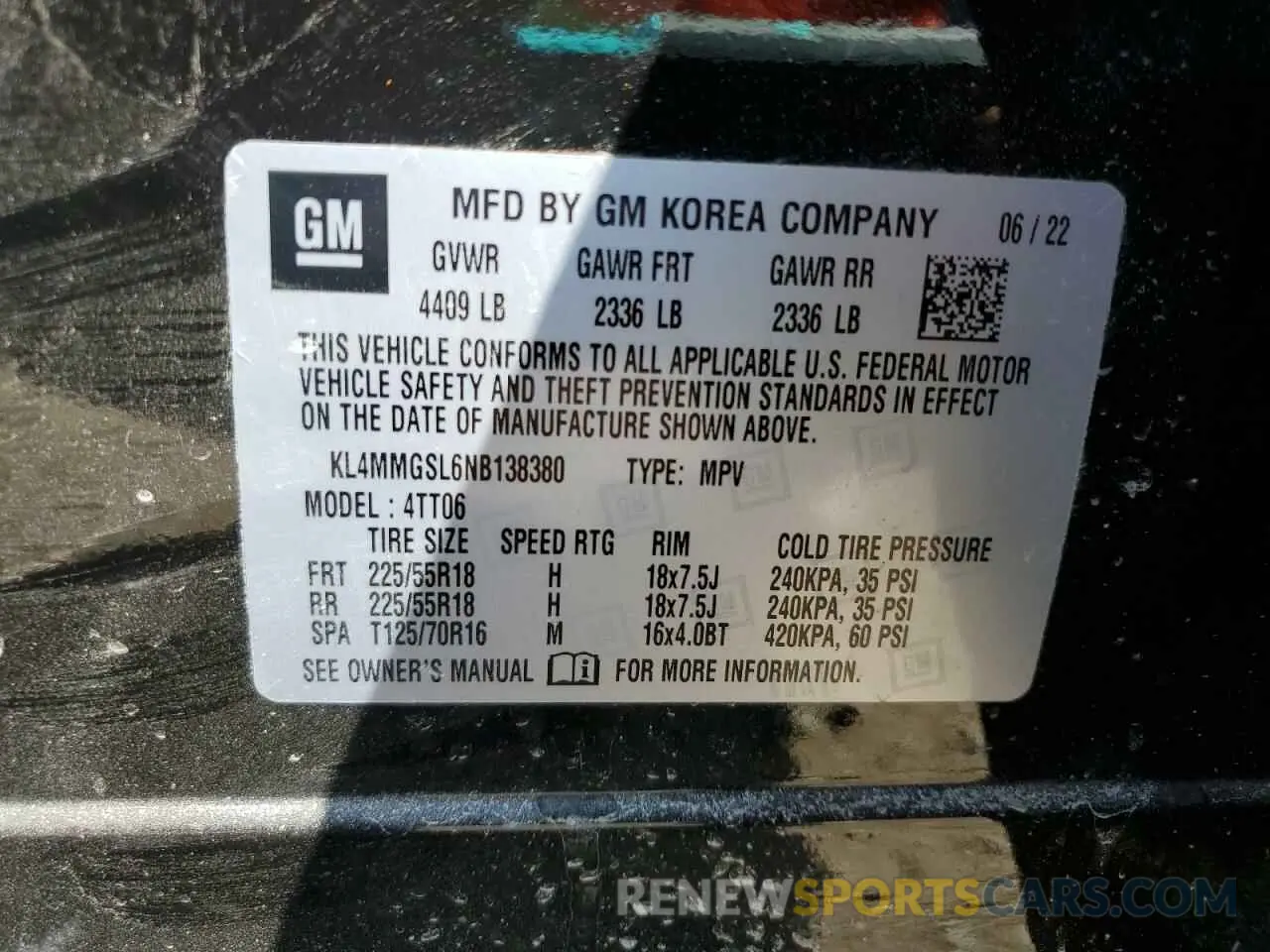 14 Photograph of a damaged car KL4MMGSL6NB138380 BUICK ENCORE 2022