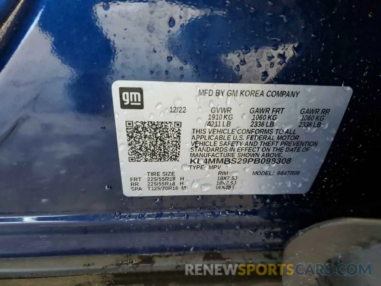 13 Photograph of a damaged car KL4MMBS29PB098308 BUICK ENCORE 2023