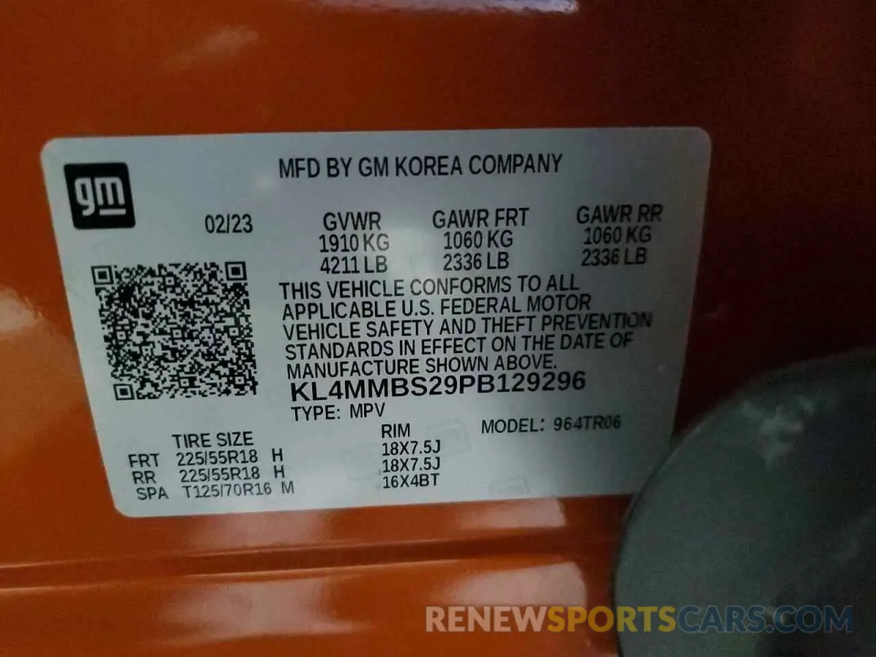 13 Photograph of a damaged car KL4MMBS29PB129296 BUICK ENCORE 2023