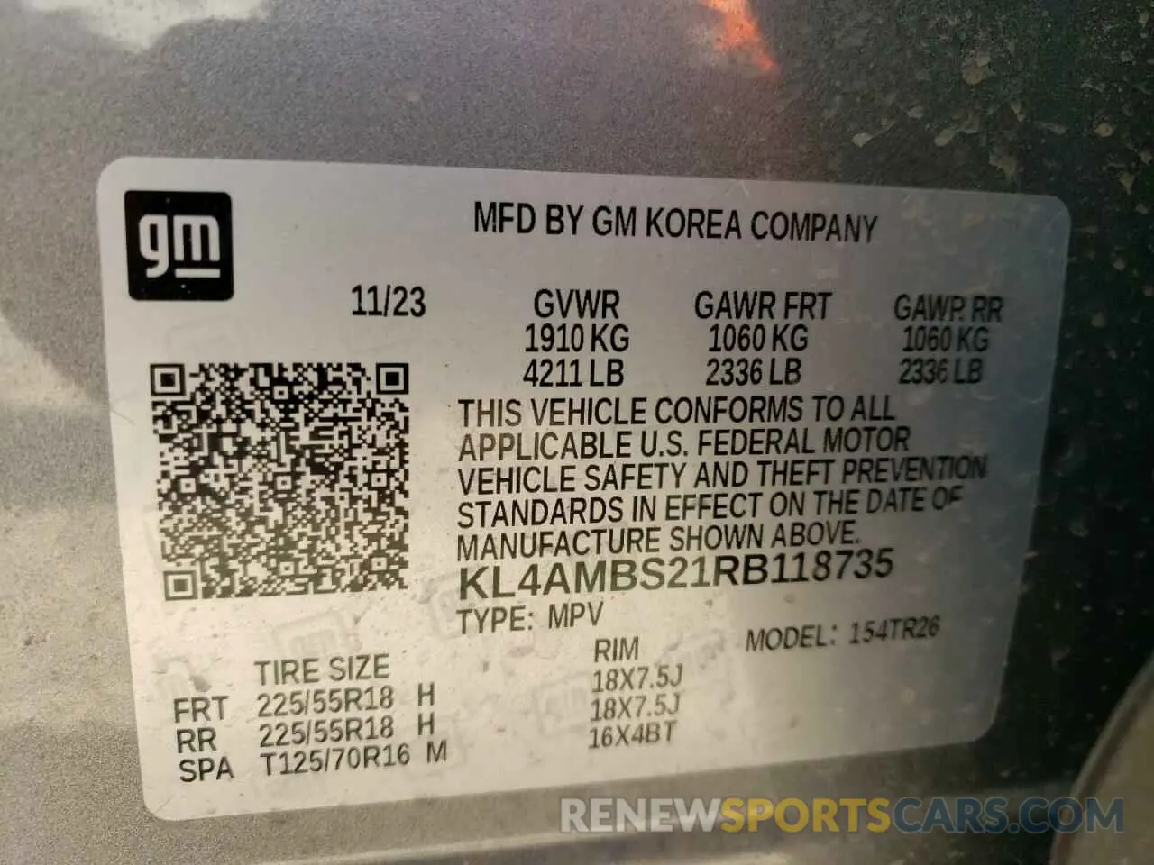 13 Photograph of a damaged car KL4AMBS21RB118735 BUICK ENCORE 2024