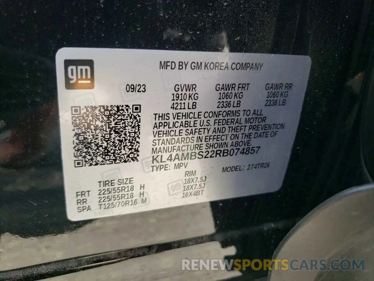 14 Photograph of a damaged car KL4AMBS22RB074857 BUICK ENCORE 2024