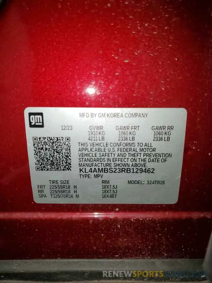 13 Photograph of a damaged car KL4AMBS23RB129462 BUICK ENCORE 2024
