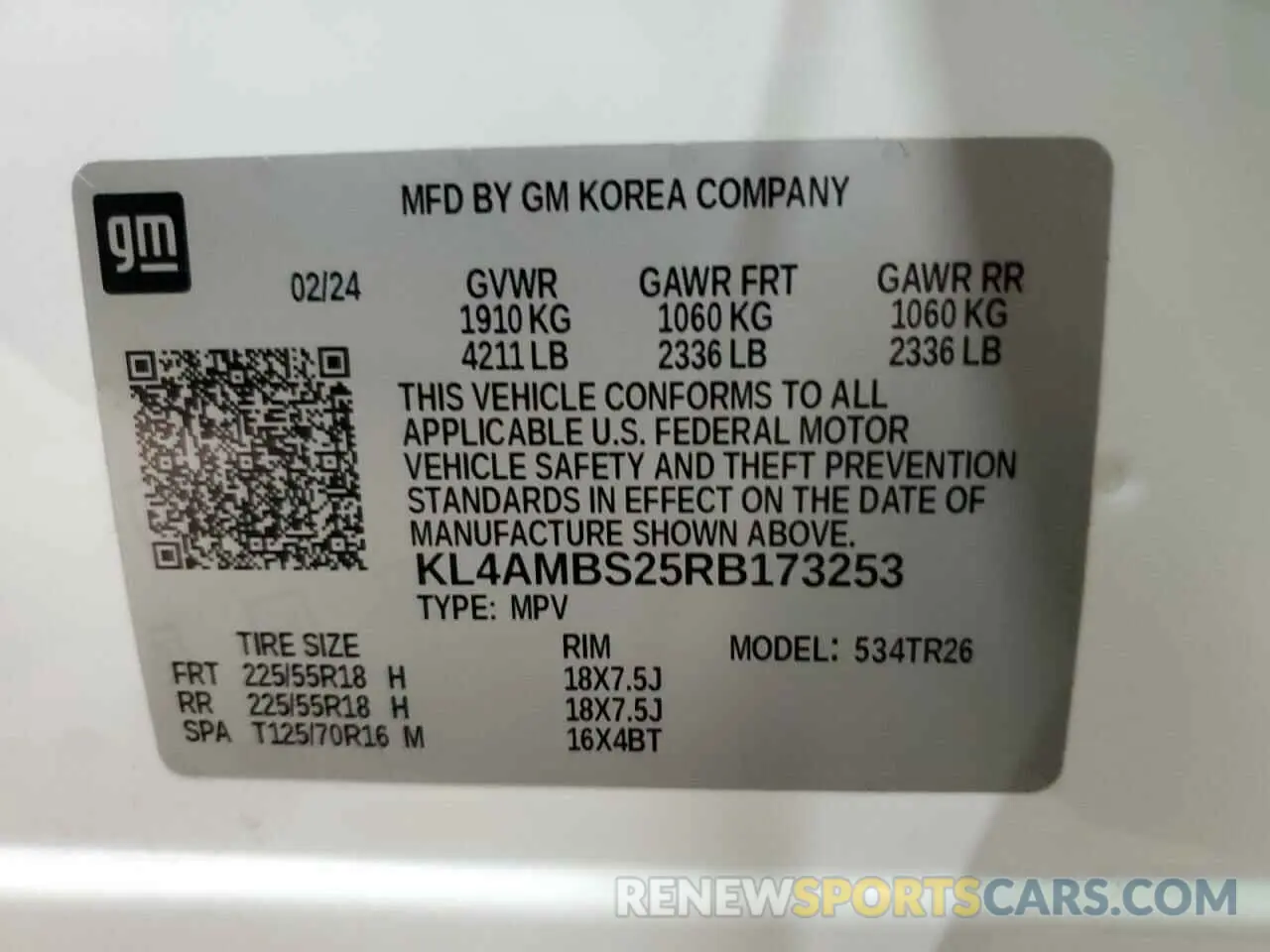 13 Photograph of a damaged car KL4AMBS25RB173253 BUICK ENCORE 2024
