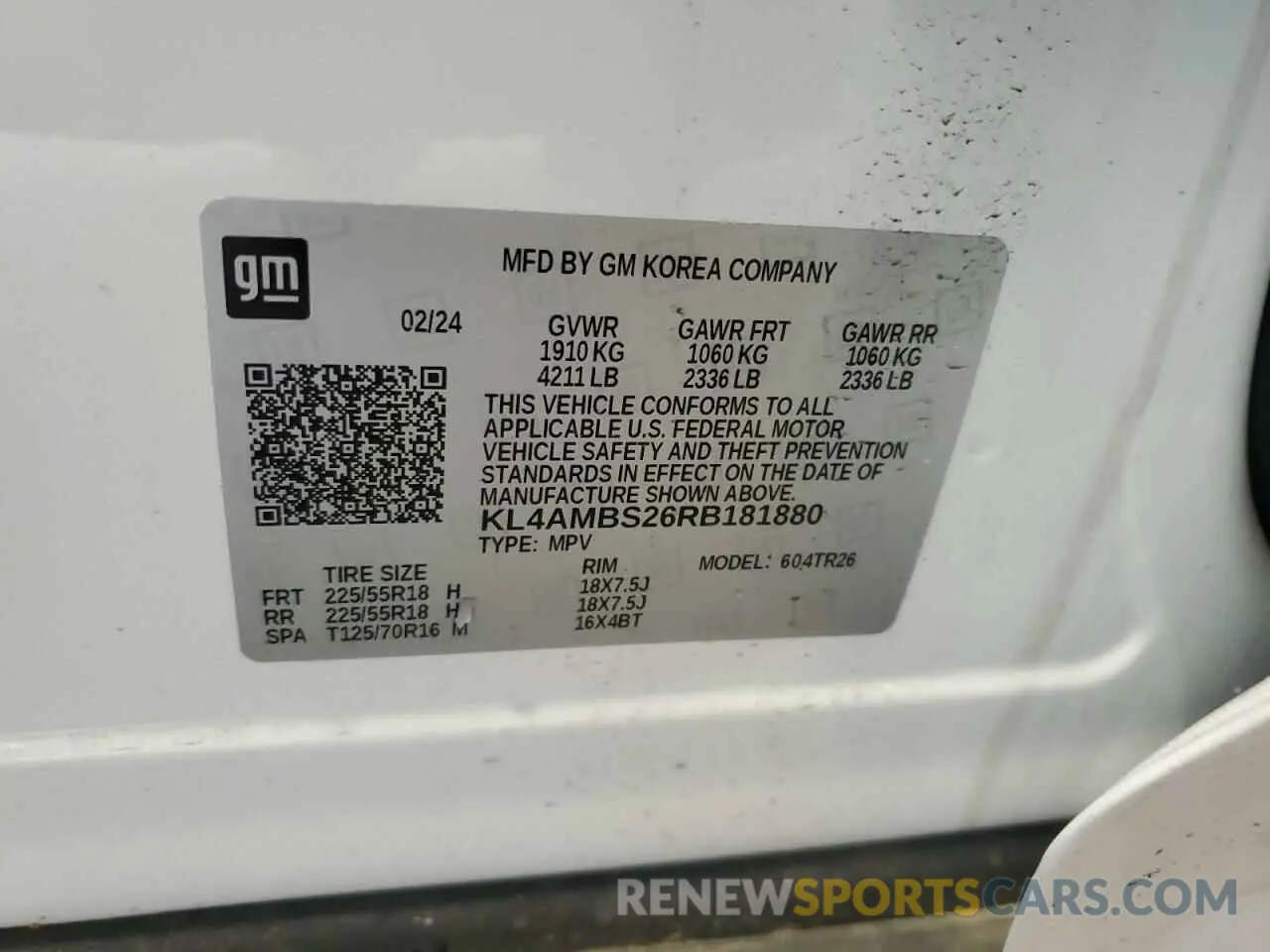 12 Photograph of a damaged car KL4AMBS26RB181880 BUICK ENCORE 2024