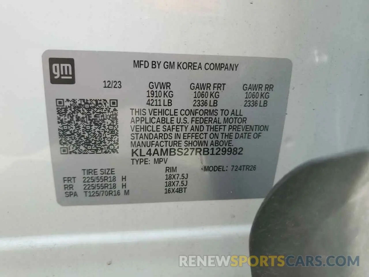 13 Photograph of a damaged car KL4AMBS27RB129982 BUICK ENCORE 2024