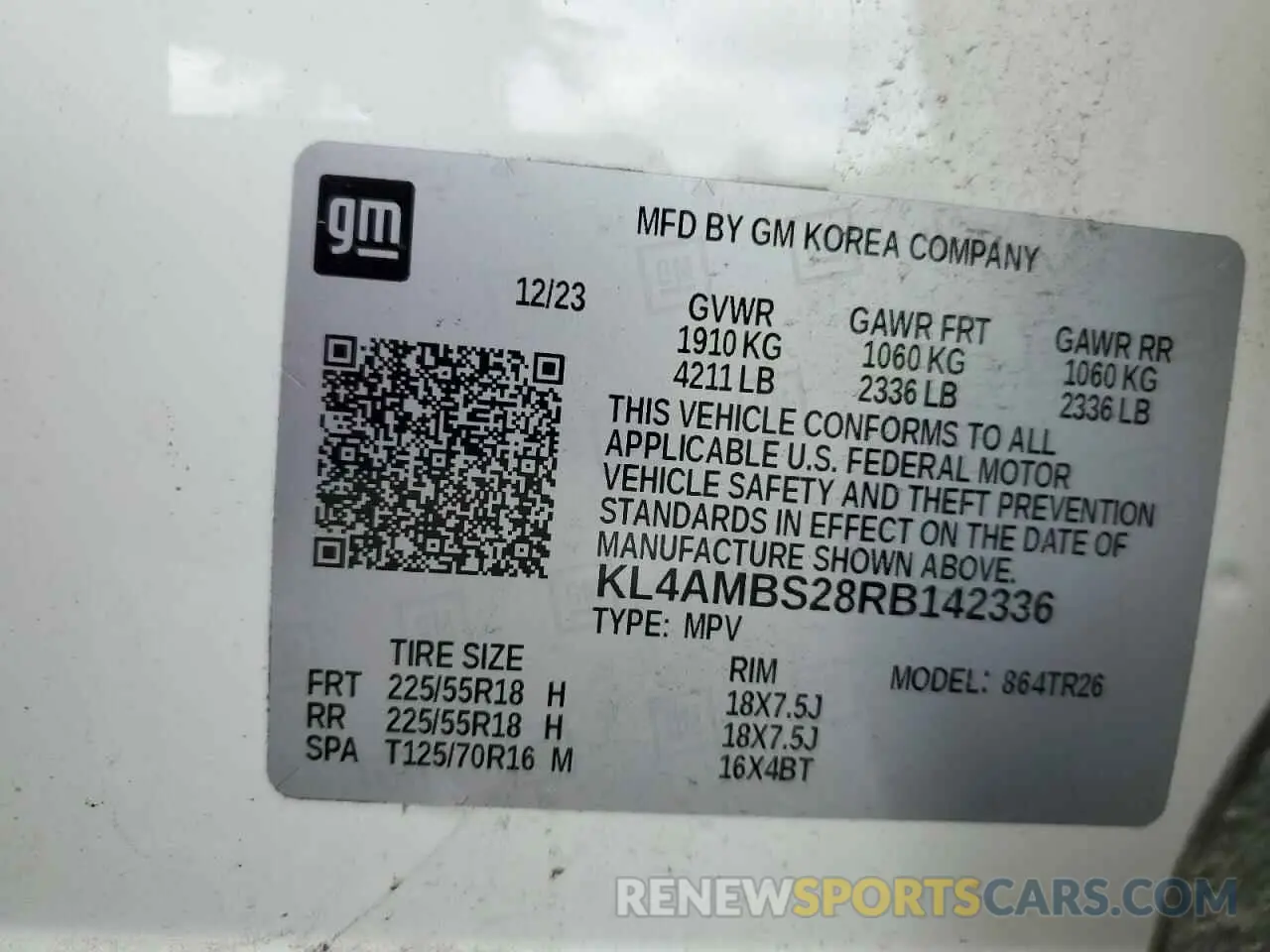 13 Photograph of a damaged car KL4AMBS28RB142336 BUICK ENCORE 2024