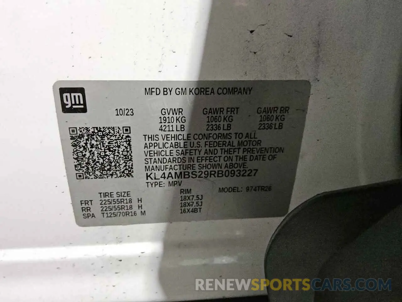 13 Photograph of a damaged car KL4AMBS29RB093227 BUICK ENCORE 2024