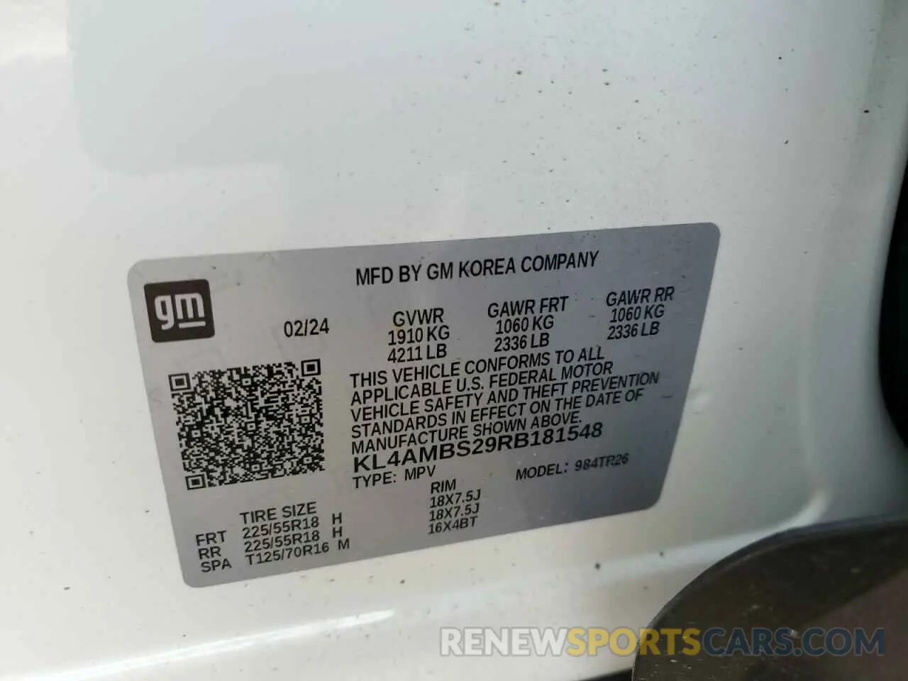 12 Photograph of a damaged car KL4AMBS29RB181548 BUICK ENCORE 2024