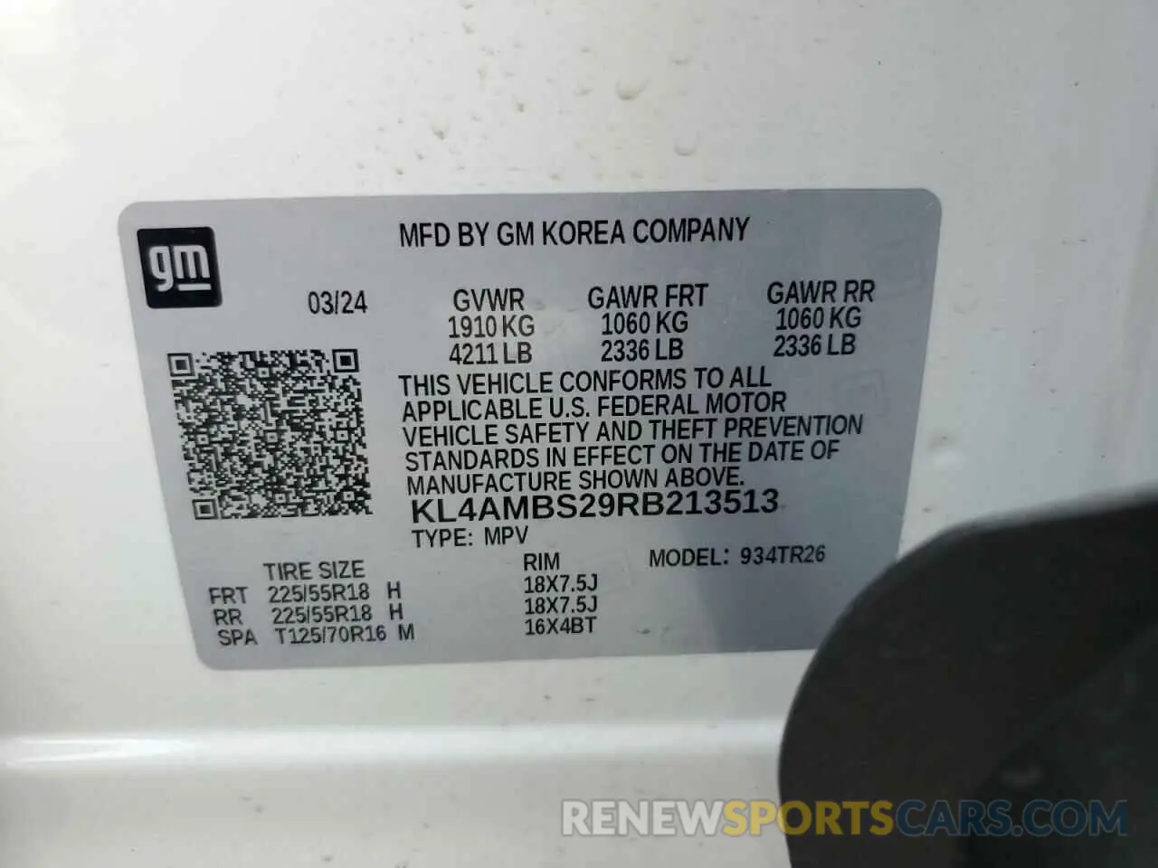 12 Photograph of a damaged car KL4AMBS29RB213513 BUICK ENCORE 2024