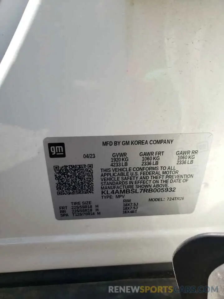 13 Photograph of a damaged car KL4AMBSL7RB005932 BUICK ENCORE 2024