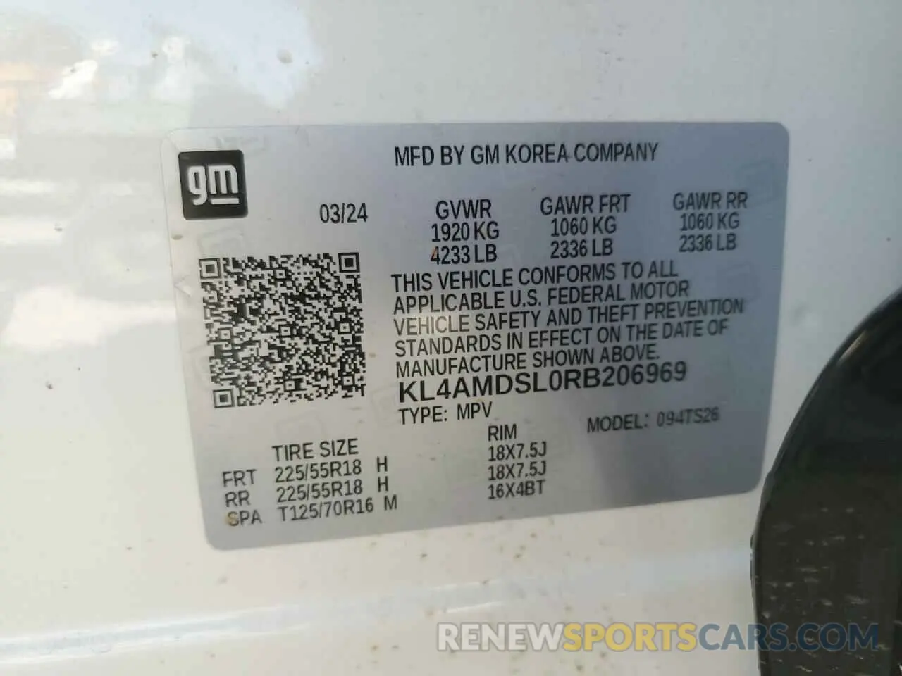12 Photograph of a damaged car KL4AMDSL0RB206969 BUICK ENCORE 2024