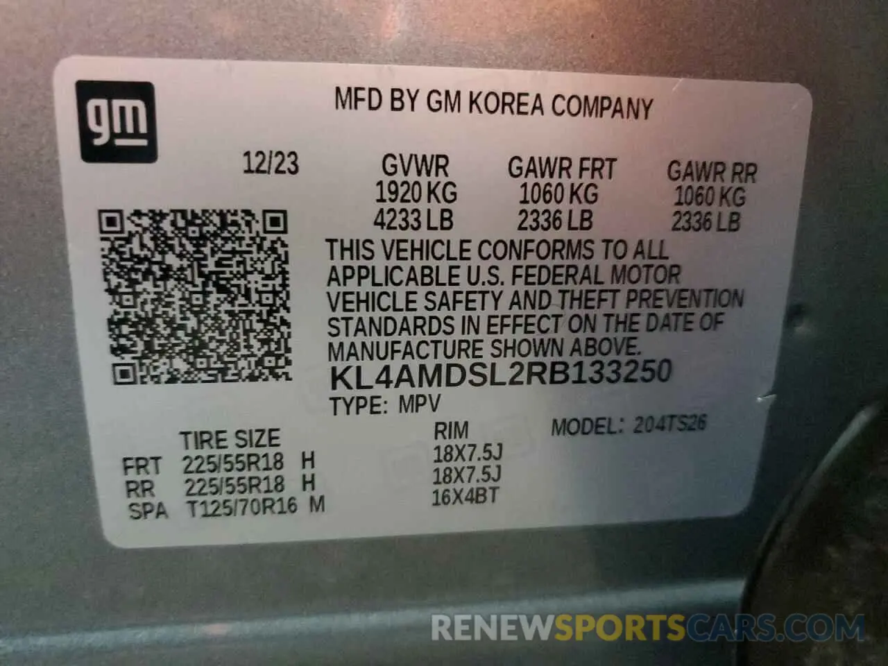 14 Photograph of a damaged car KL4AMDSL2RB133250 BUICK ENCORE 2024