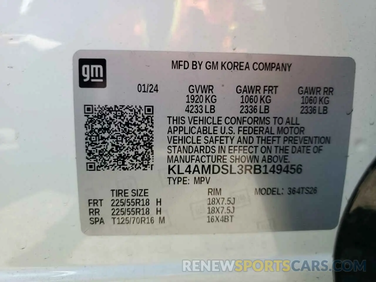 14 Photograph of a damaged car KL4AMDSL3RB149456 BUICK ENCORE 2024