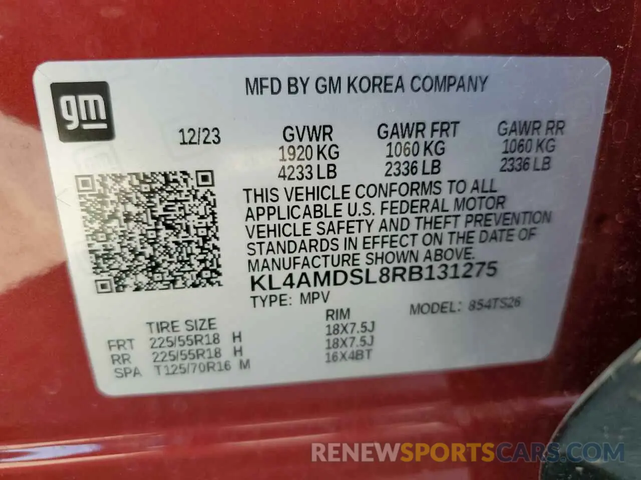15 Photograph of a damaged car KL4AMDSL8RB131275 BUICK ENCORE 2024