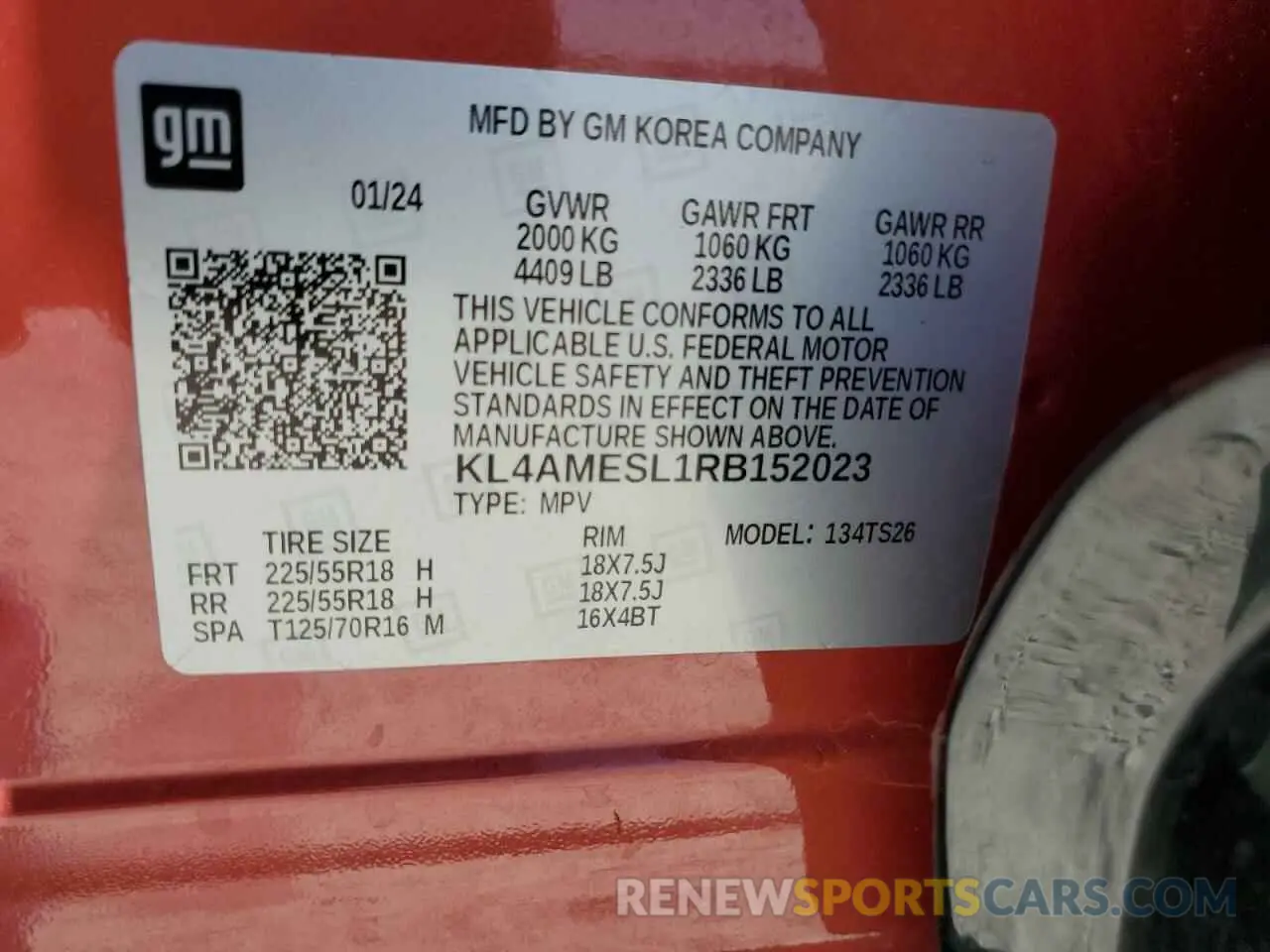 13 Photograph of a damaged car KL4AMESL1RB152023 BUICK ENCORE 2024
