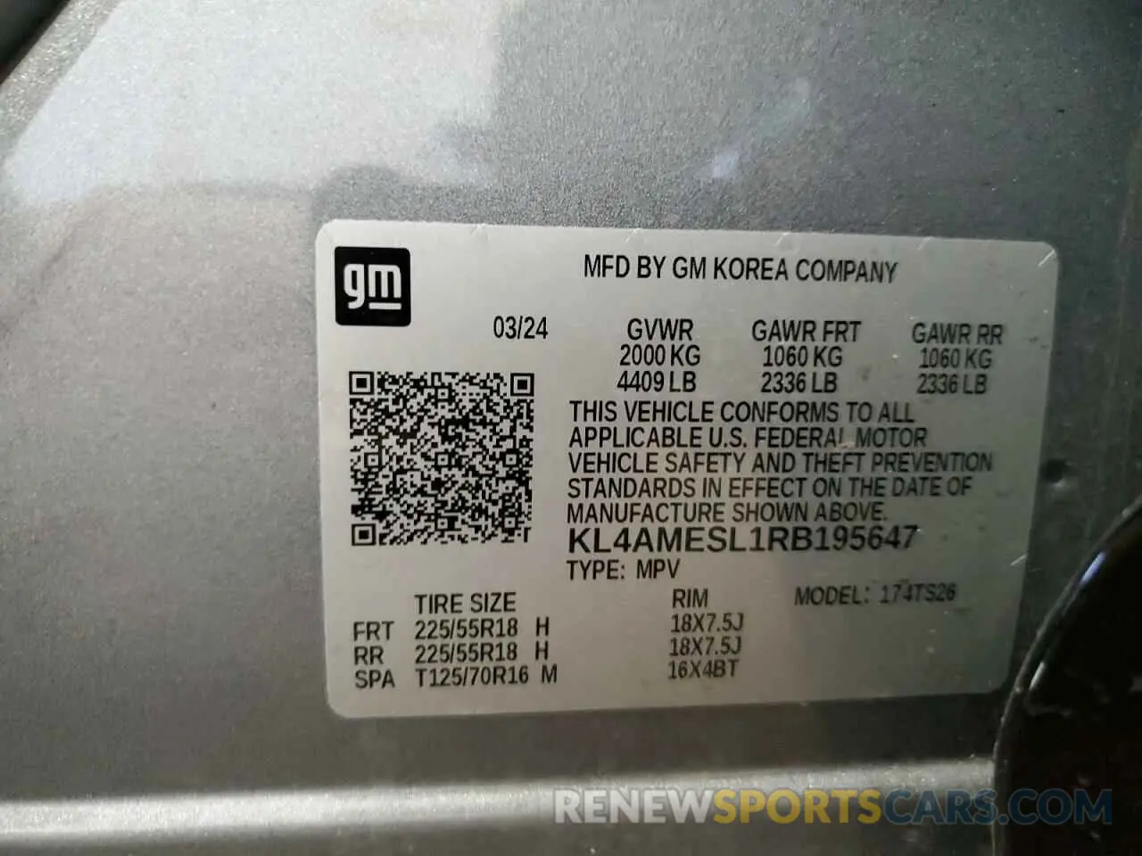 14 Photograph of a damaged car KL4AMESL1RB195647 BUICK ENCORE 2024