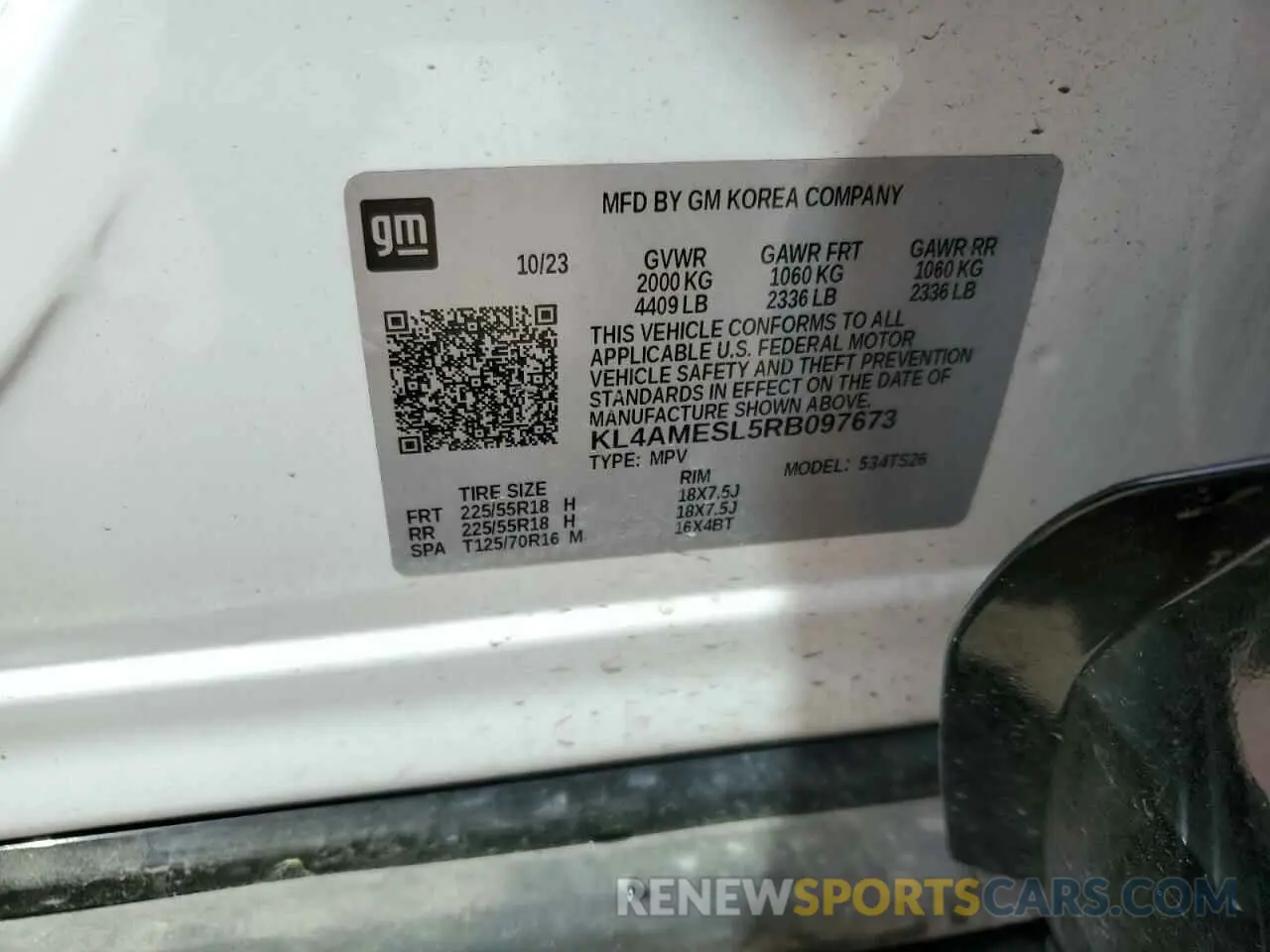 13 Photograph of a damaged car KL4AMESL5RB097673 BUICK ENCORE 2024