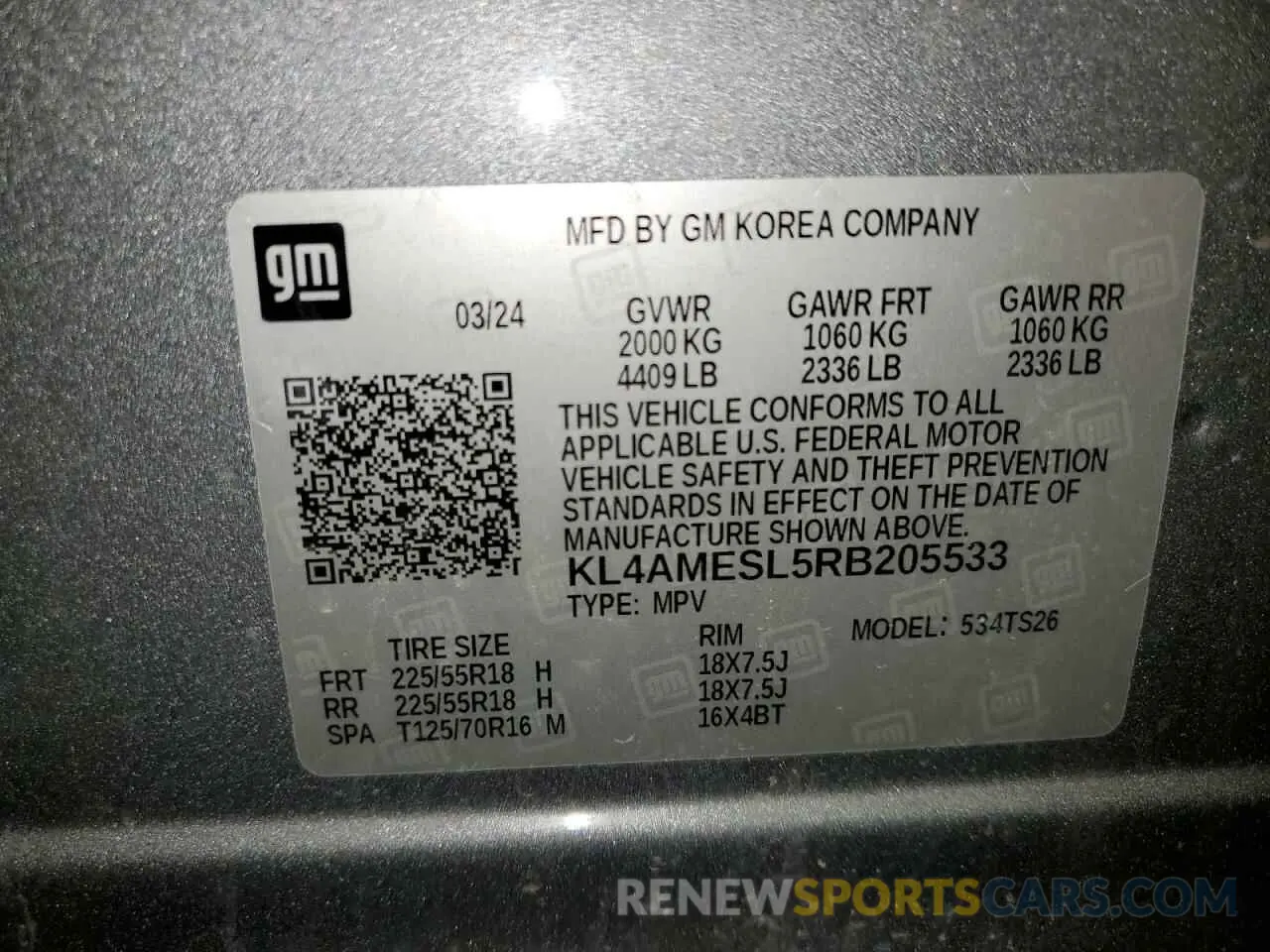 13 Photograph of a damaged car KL4AMESL5RB205533 BUICK ENCORE 2024