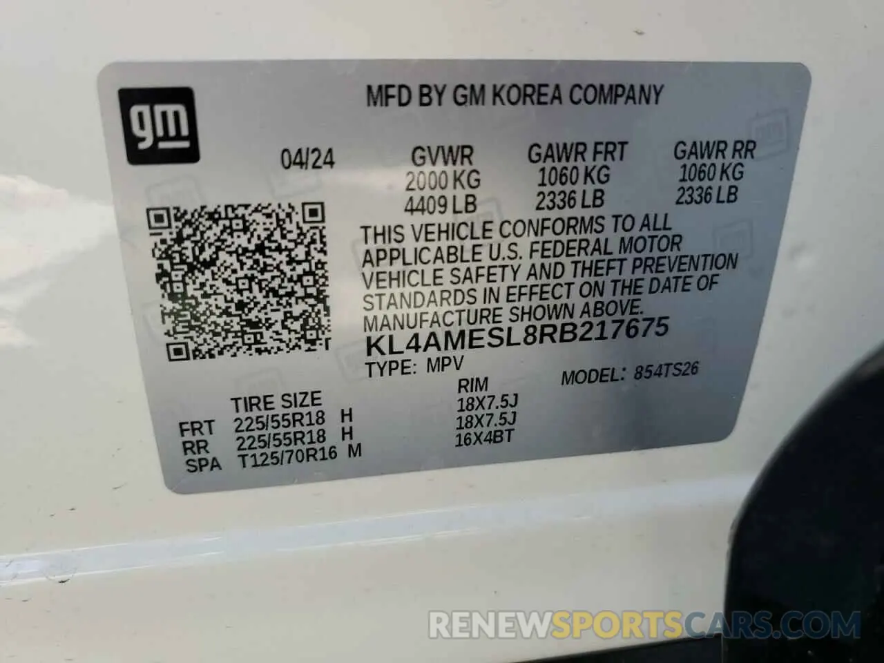 13 Photograph of a damaged car KL4AMESL8RB217675 BUICK ENCORE 2024