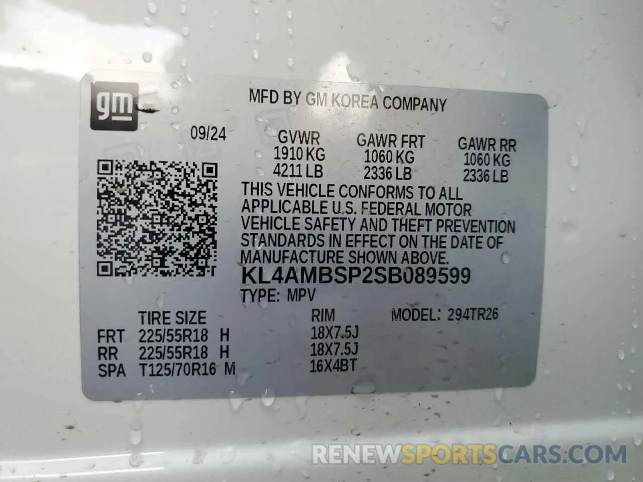14 Photograph of a damaged car KL4AMBSP2SB089599 BUICK ENCORE 2025