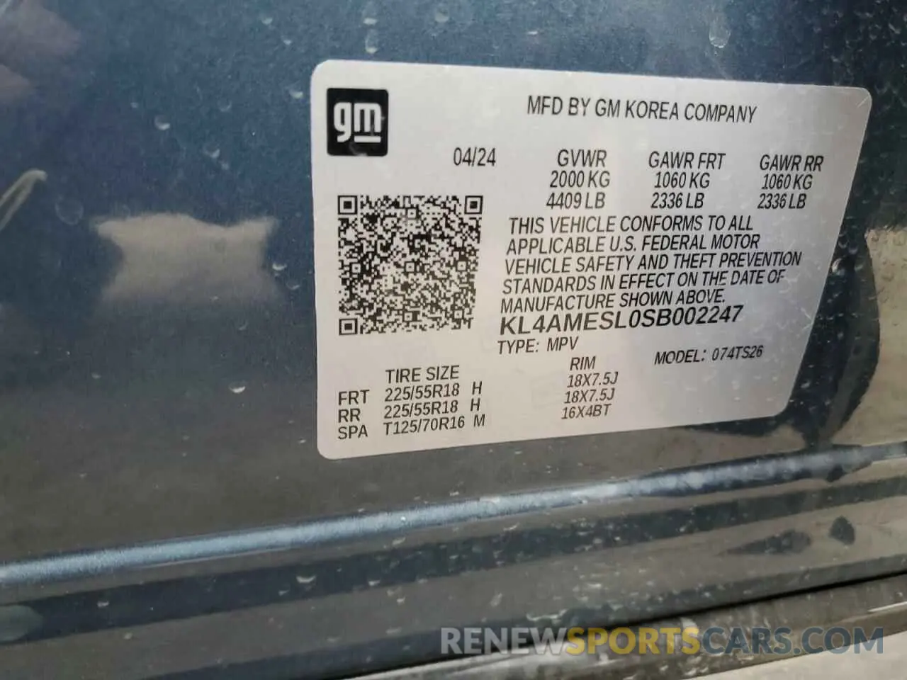 14 Photograph of a damaged car KL4AMESL0SB002247 BUICK ENCORE 2025