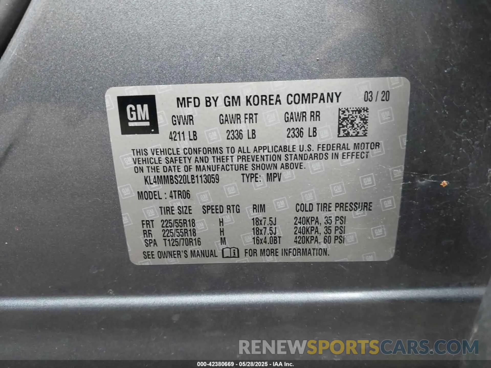 9 Photograph of a damaged car KL4MMBS20LB113059 BUICK ENCORE GX 2020