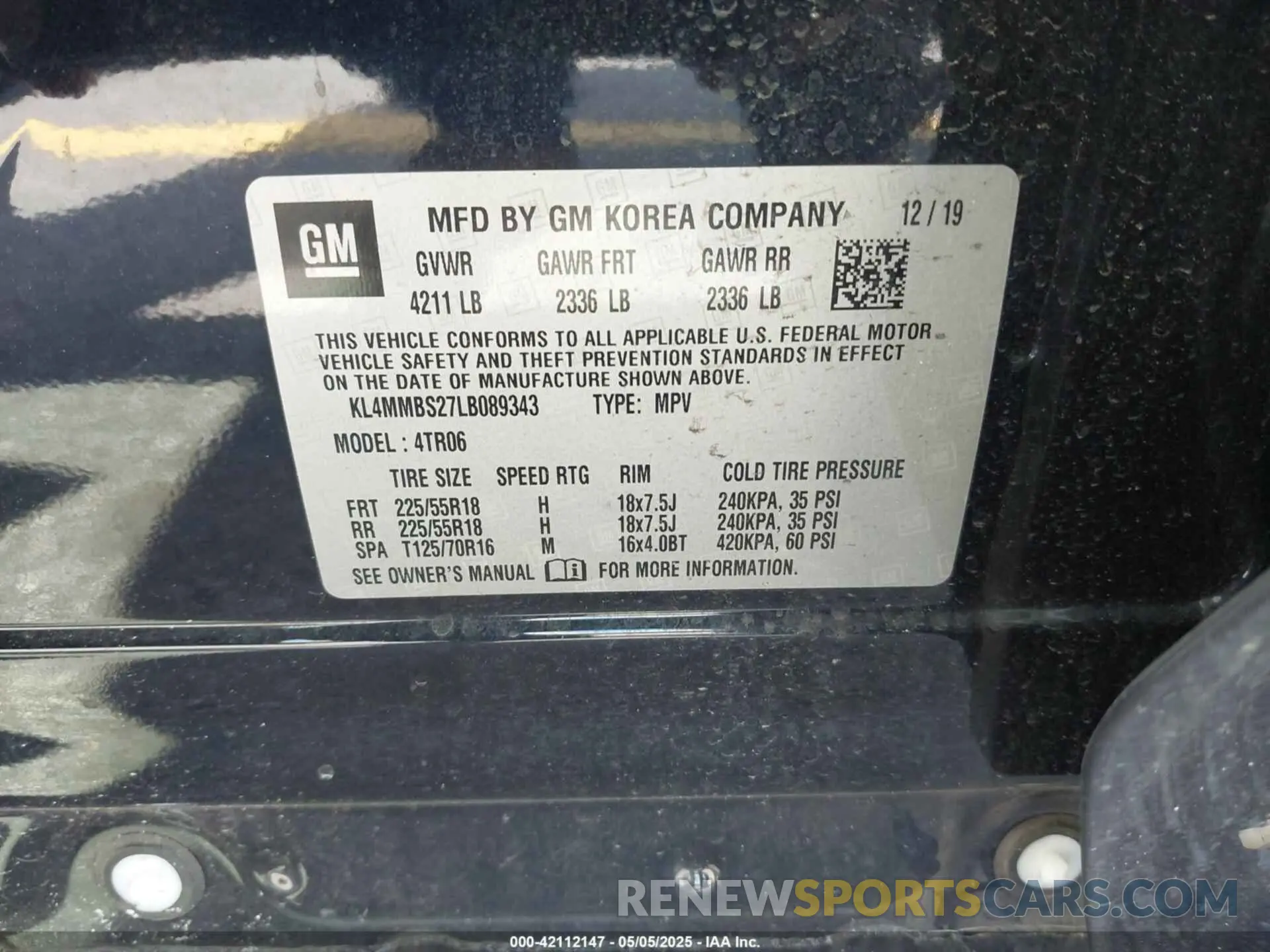 9 Photograph of a damaged car KL4MMBS27LB089343 BUICK ENCORE GX 2020
